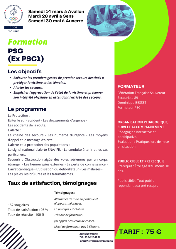 Premier Secours Citoyen - Comité Départemental Olympique et Sportif de l'Yonne