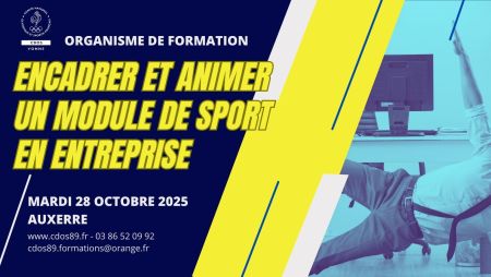 FORMATION : Encadrer et animer un module de sport en entreprise - Comité Départemental Olympique et Sportif de l'Yonne
