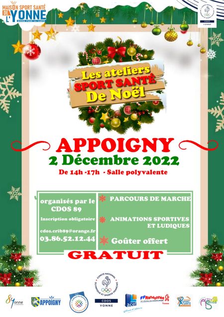 Les ateliers Sport Santé de Noël sont prévus le 2 décembre 2022 - Comité Départemental Olympique et Sportif de l'Yonne