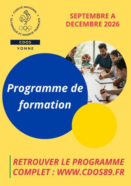 LE PROGRAMME DE FORMATION DU SECOND SEMESTRE EST ARRIVÉ ! - Comité Départemental Olympique et Sportif de l'Yonne