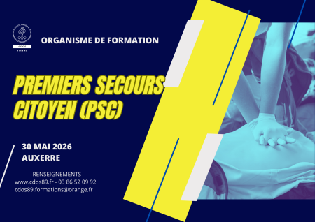 FORMATION PSC LE 30 MAI à AUXERRE ENCORE QUELQUES PLACES - Comité Départemental Olympique et Sportif de l'Yonne
