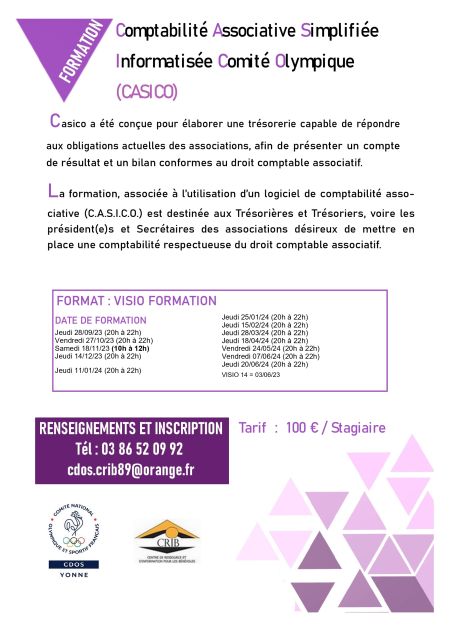 Formation CASICO - Comité Départemental Olympique et Sportif de l'Yonne