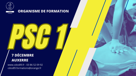 FORMATION : Prévention et Secours Civiques de niveau 1  (réalisée) - Comité Départemental Olympique et Sportif de l'Yonne