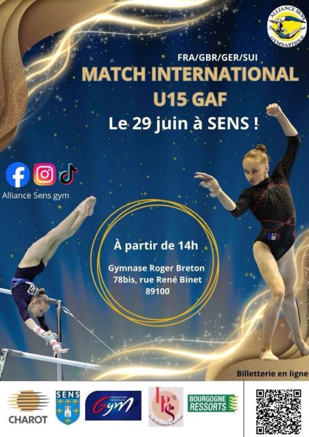 Rencontre Internationale U15 de Gymnastique à Sens dimanche 29 juin. - Comité Départemental Olympique et Sportif de l'Yonne