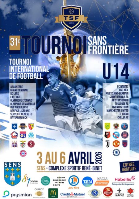 31e édition du TSF- Tournoi Sans Frontière à Sens du 3 au 6 avril - Comité Départemental Olympique et Sportif de l'Yonne
